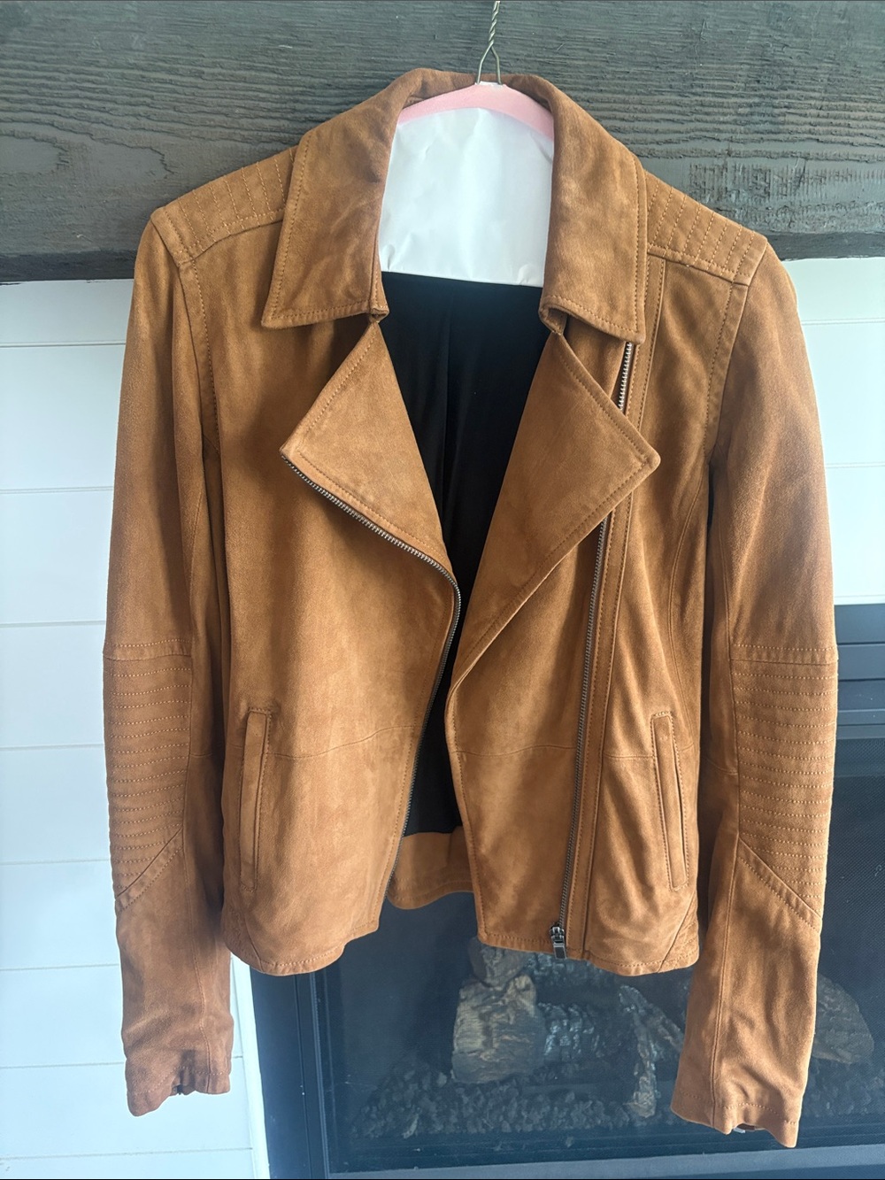 Suede Moto Jacket - Brown